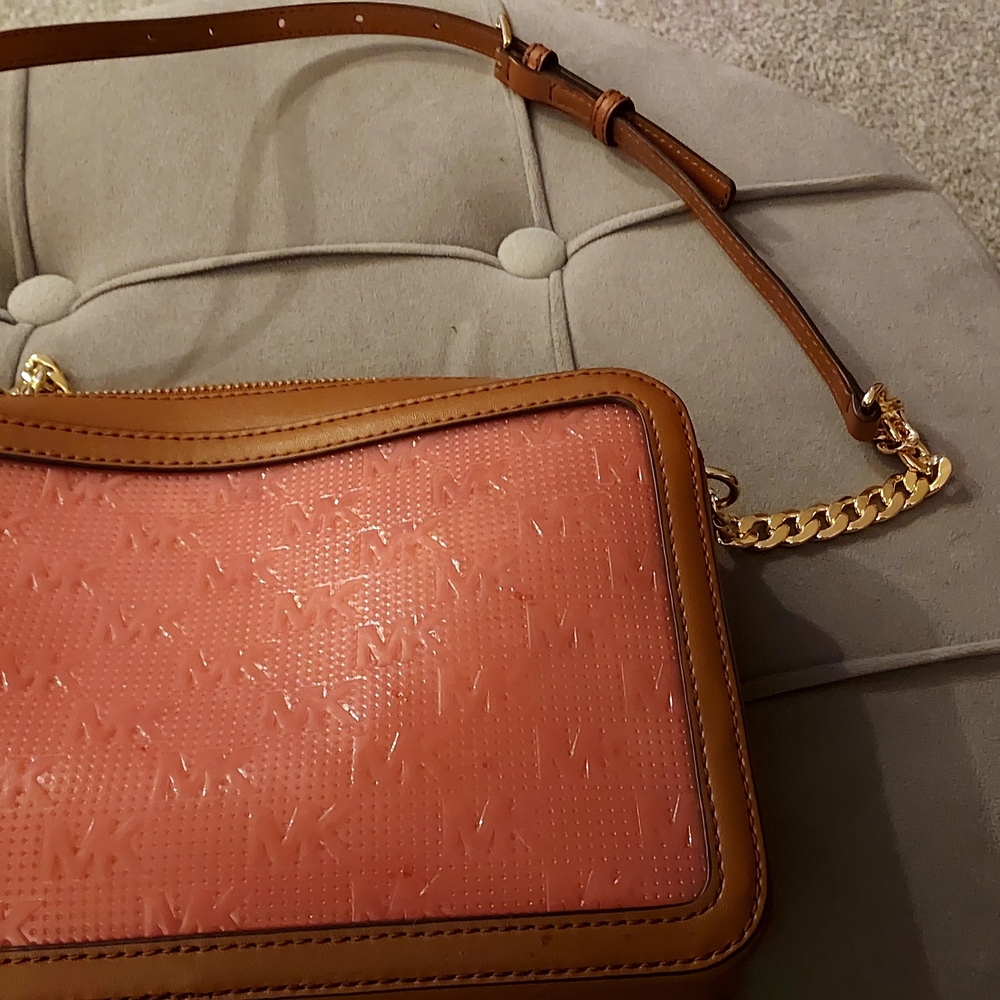 Chic Pink and Tan Crossbody Bag